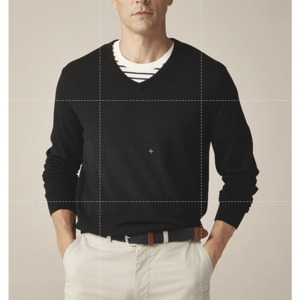 J.Crew Xinao Merino Wool V-Neck Sweater Mens L Black Long Sleeve AD337 Pullover